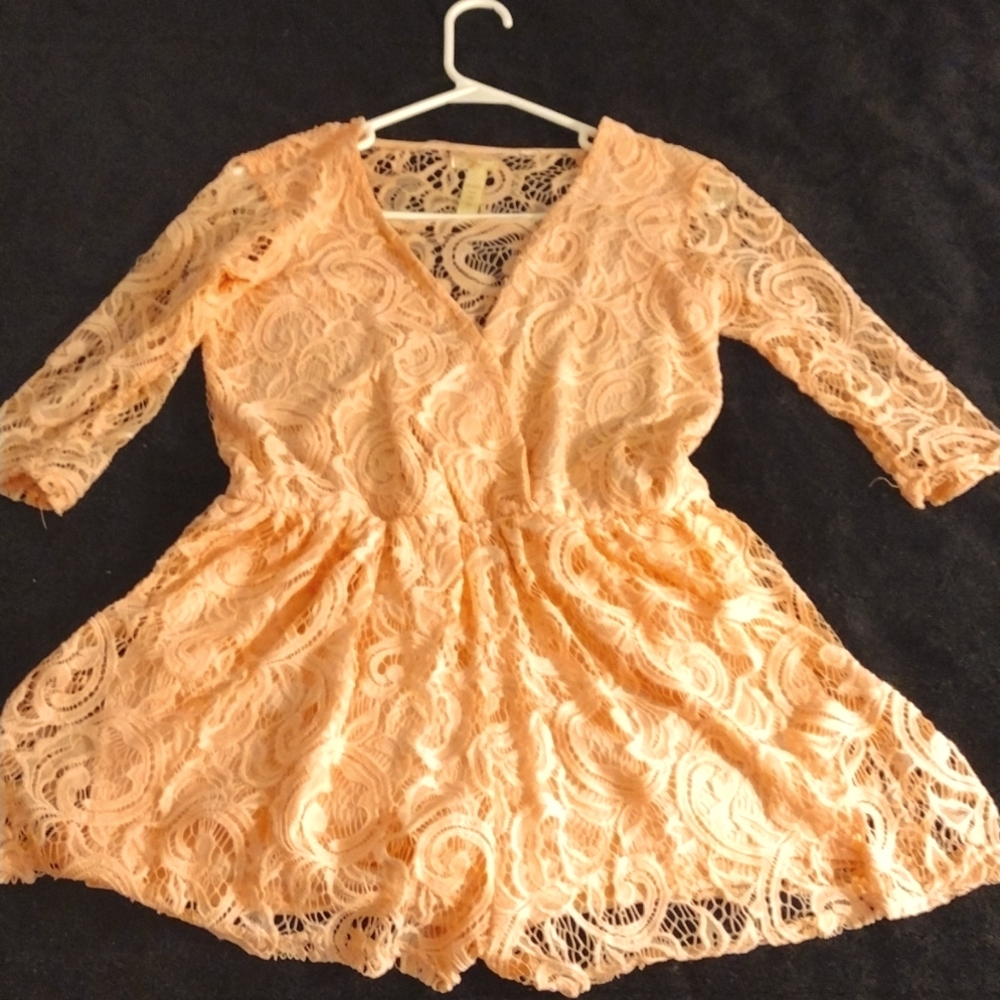 Peach Lace Romper